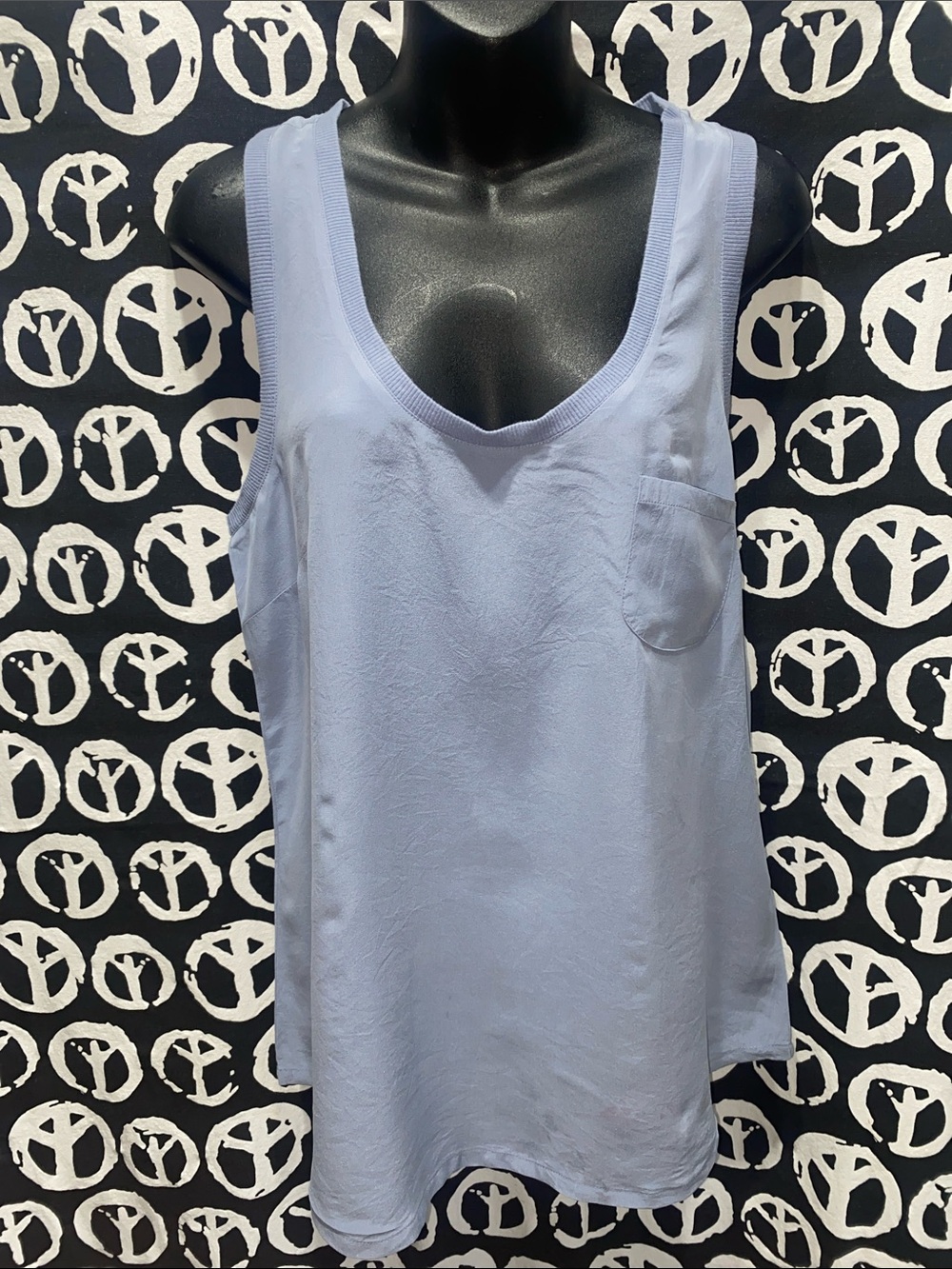 SILK JOIE Light Blue Women's Scoop Neck Razor tank Top SZ M